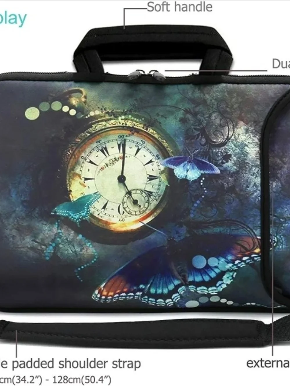 Steampunk Butterfly Clock Laptop Sleeve Bag